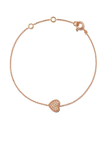 AS29 - 18kt rose gold Mye heart beading pave diamond bracelet - women - 18kt Rose Gold/White Diamond - One Size
