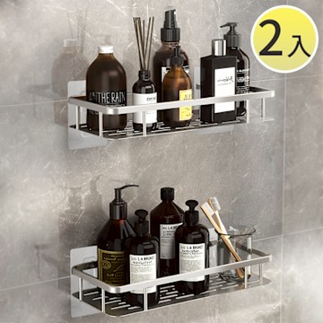 SPACE 二入組 太空鋁浴室置物架 加大強力無痕貼 廚房瓶罐收納架 壁掛瀝水架