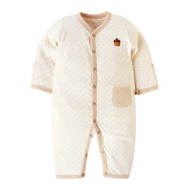 【SISSO有機棉】奶茶小松果二重織長袖兔裝 3M 6M 12M