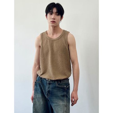 地平線男裝  夏季輕便男士汗衫坎肩無袖休閑透氣肌理感基礎背心