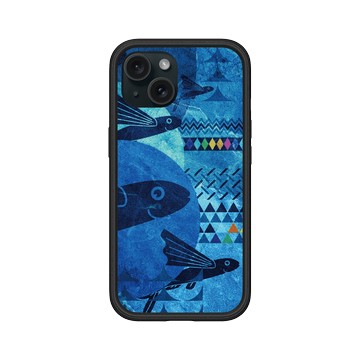 iPhone 15 Mod NX 黑 - 花生騷 WasangShow - 虹彩飛魚群