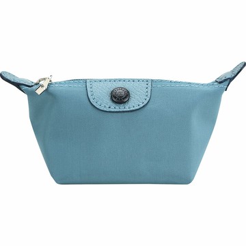 LONGCHAMP Le Pliage Club 撞色尼龍零錢包(藍綠)
