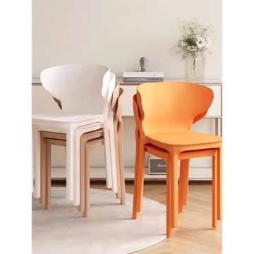 餐椅家用可疊放塑料椅子網紅靠背凳子簡約餐桌椅人體工學電腦辦公