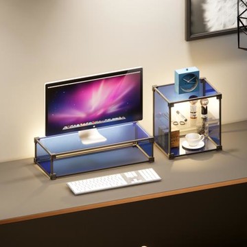 臺式電腦顯示器增高架置物支架子墊高底座辦公室桌面收納神器清透