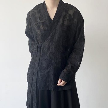 斜襟系帶提花暗黑中國風上衣襯衫