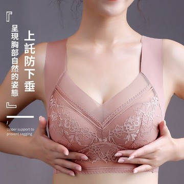 【台灣出貨】女士內衣無鋼圈抹胸聚攏防下垂收副乳胸罩蕾絲背心式文胸 大罩杯內衣 大胸內衣 平價內衣 胸罩大尺碼 bra內衣