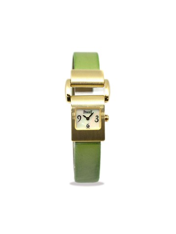 Piaget - 1980-1990s pre-owned Miss Protocole 20mm - women - 18kt Yellow Gold/Leather - One Size