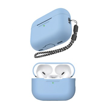 AHAStyle AirPods Pro 2代 矽膠保護殼 連體式防摔保護套 天空藍色附防丟掛繩