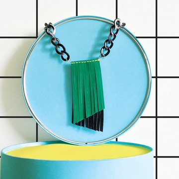 節日禮物 幾何流蘇形配色皮革頸鏈