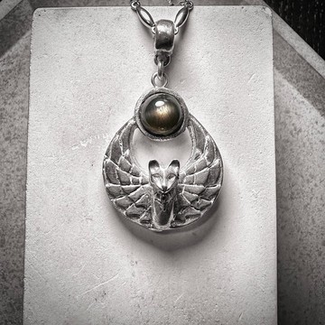 9mm+黑太陽 埃及貓神銀製吊墜