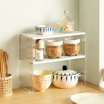 HAPPY LIFE 楠竹置物架  37 x 20 x 6cm  白色  2層