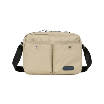 【OUTDOOR】慢活宣言橫式雙口袋側背包-淺褐色 OD163105BE