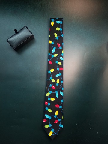黑色彩燈系列領帶創意印花百搭bolotie