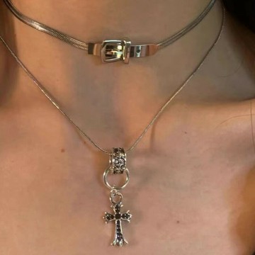 【台灣公司 可打統編】免運 辣妹十字架疊戴項鏈男女高級百搭設計感小眾鎖骨鏈黑色頸鏈choker 可開發票 全館五折 工廠現貨直銷 新品特價 z9211