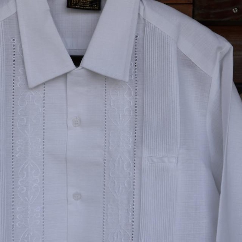 サイズ38 Estrella Standard 長袖キューバシャツ 白色 L/S GUAYABERA REJILLADA ホワイト メキシコ 民族シャツ  | LINEブランドカタログ