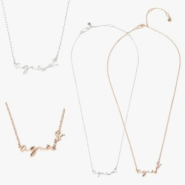 agnes b. bijoux 白鋼 女款刷紋磨砂logo項鏈 多款任選