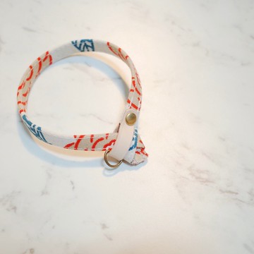 貓 項圈 北歐花朵 米色 附鈴鐺