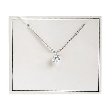 Sayaka 紗彌佳 925純銀永恆璀璨圓形單鑽造型項鍊  白金色  單鑽直徑0.6cm/鍊長40cm