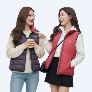 遊遍天下男女款90%雙面穿防風防潑水連帽羽絨背心GV22023 / 紫色 (M-5L 大尺碼)