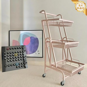 【可旋轉摺疊】收納小推車 置物架 收納架 廚房收納 移動推車 多層收納 碳鋼材質 萬向輪 落地多層 廚房臥室浴室通用
