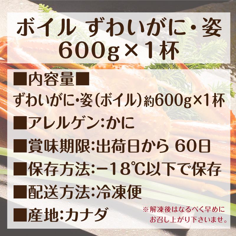 お歳暮 御歳暮 海鮮 魚介類 かに ギフト 2023 蟹 ボイル ずわいがに 姿 600g 1杯 誕生日 プレゼント 父 母