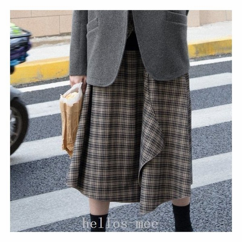 ラップスカートチェック柄モード系ロングスカートアシンメトリー冬服秋服レディース30代40代マキシ丈アシメデザインチェック 通販 Lineポイント最大0 5 Get Lineショッピング