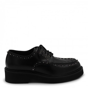 Valentino Garavani - Black Leather Lace Up Shoes 40/
