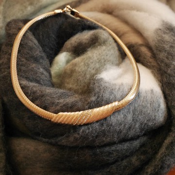 老又好 真品  Christian Dior 刷金萊茵石項鍊 N834