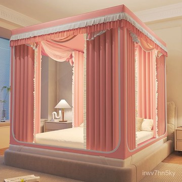 免稅 可開發票 新款遮光床簾一體式坐床蚊帳防摔全封閉三開門1.8防塵床幔