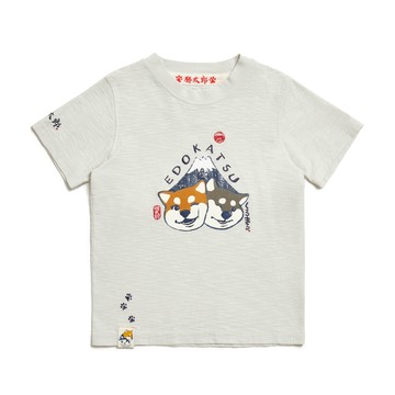 江戶勝｜童裝｜勝太郎與黑丸臉碰臉短袖T恤