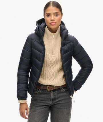 Superdry Women's Women's Hooded Fuji Padded Jacket Navy / Eclipse Navy - Size: 16 Size: 12