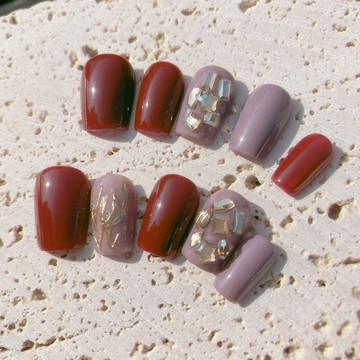 紅酒 手工美甲 手繪穿戴甲 Nail arts/Press on nails