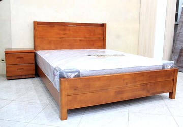 【歐風別館】丹堤柚木色五尺雙人實木床架【系列四~USB充電】【基隆至台中免運費】