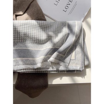 高級感千鳥格圍巾女冬季韓版百搭披肩兩用配大衣雙面加厚保暖圍脖