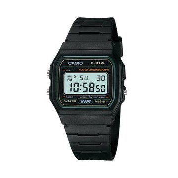 【CASIO 卡西歐】復古經典 電子錶 橡膠錶帶 生活防水 LED照明 F-91W (F-91W-3)