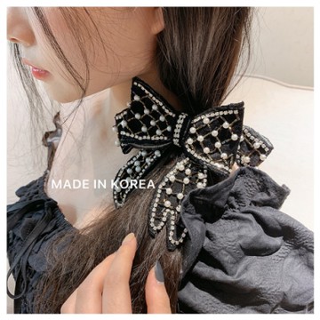 梨花HaNA 韓國LISA同款華麗指標．蝴蝶結珍珠公主髮夾