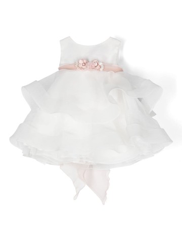 Mimilù - floral-appliqué dress - kids - Cotton/Polyester - 12 mth - White