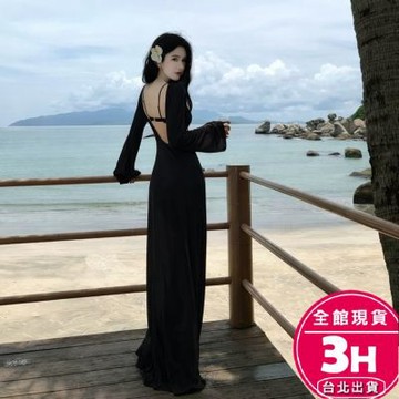 【梨卡】隔日到貨 罩衫 比基尼罩衫 防曬罩衫 沙灘罩衫 長裙罩衫 大露背罩衫 泳裝罩衫 度假罩衫FC072【現貨24H】