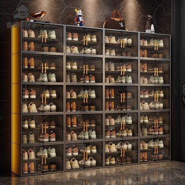 現貨減免 亞克力展示盒 亞克力收納盒 亞克力  鞋柜家用門口鞋盒收納盒透明鞋子收納神器塑料鞋架仿亞克力展示柜 八折下殺wy23