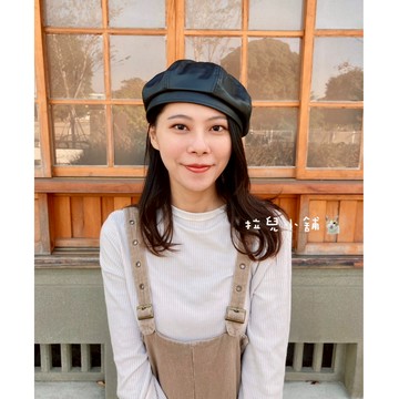 「拉兒小舖」台灣現貨 韓版  大頭圍 加大帽圍 皮貝雷帽   皮貝蕾帽 小畫家帽