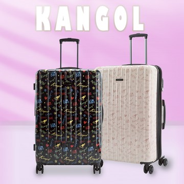 英國袋鼠 24吋 塗鴉滿版防盜拉鍊行李箱(多色任選)