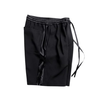 MUSLUN設計師 寬松版型 夏醋酸寬松橡筋腰拼接亮緞面 短褲五分褲