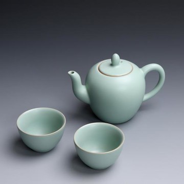 汝窯一壺兩杯功夫茶具套裝輕奢高檔開片可養家用中式汝瓷冰裂蓋碗