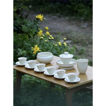 意叁手作仿宋定窯定瓷中式復古家用送禮茶具池荷未覺荷葉禮盒套裝