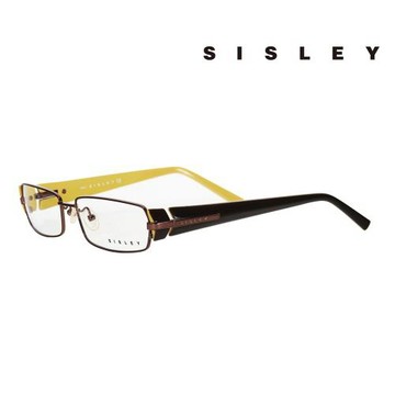 【Sisley】法國希思黎 時尚霧面鏡架造型光學眼鏡(黑黃) SY00404