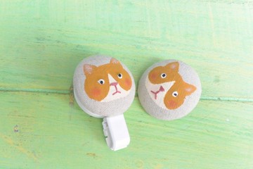 手繪貓咪伸縮票夾＆別針