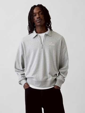 VintageSoft毛圈布寬版 Logo 短版半拉鍊套頭運動衫