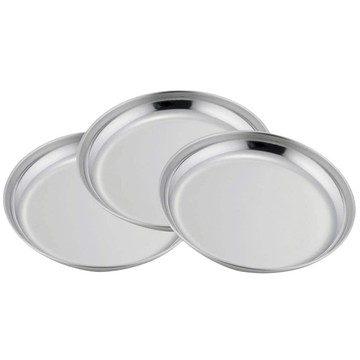 SHIMOMURA 下村 不鏽鋼圓形調理盤 3件組16cm  銀色  1組