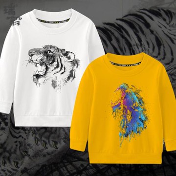 中國風虎水墨虎虎生風虎年圓領衛衣男女大中小兒童裝學生長袖衣服