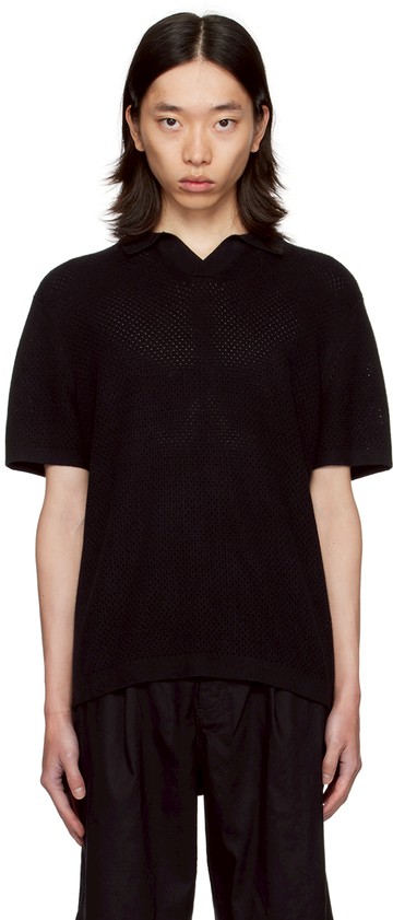 Reigning Champ 黑色 Cotton Linen Victor Polo 衫